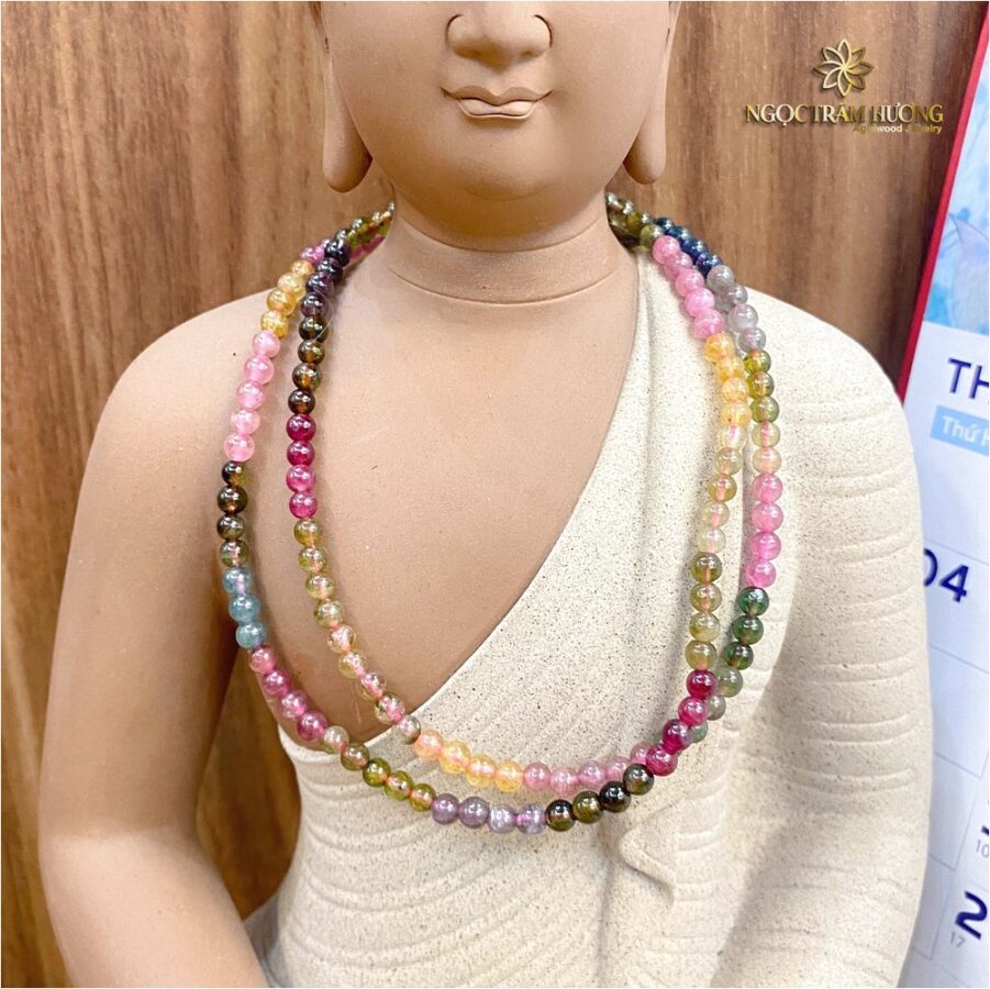 Chuỗi tourmaline 4li tròn (2) Vòng trầm hương từ thiên nhiên - Ngọc Trầm Hương