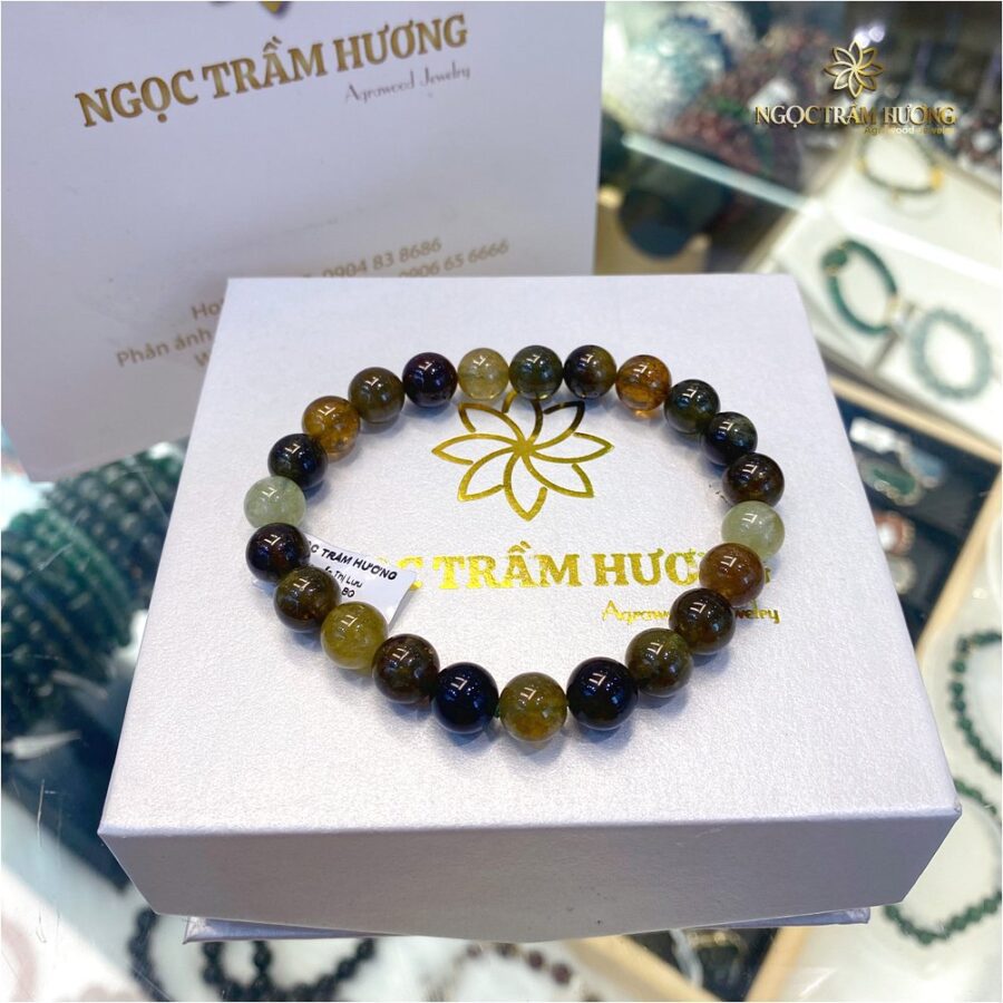 Vòng tay đá Tourmaline 9 li (4) Vòng trầm hương từ thiên nhiên - Ngọc Trầm Hương